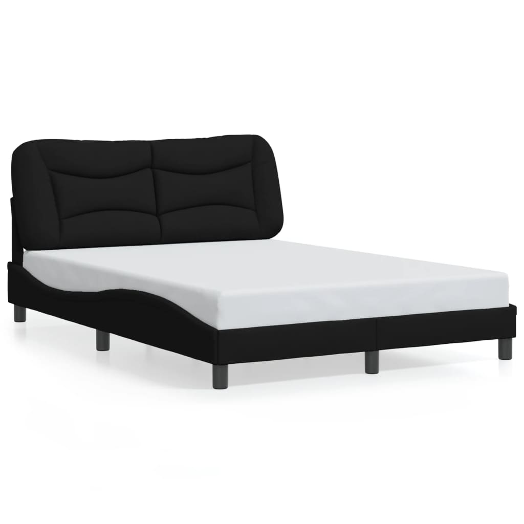 Bed frame with LED without mattress black 140x200 cm fabric