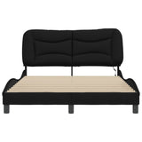 Bed frame with LED without mattress black 140x200 cm fabric