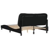 Bed frame with LED without mattress black 140x200 cm fabric