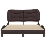 Cadre de lit avec LED sans matelas marron foncé 140x200cm tissu