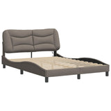 Bed frame with LED without mattress taupe 140x200 cm fabric