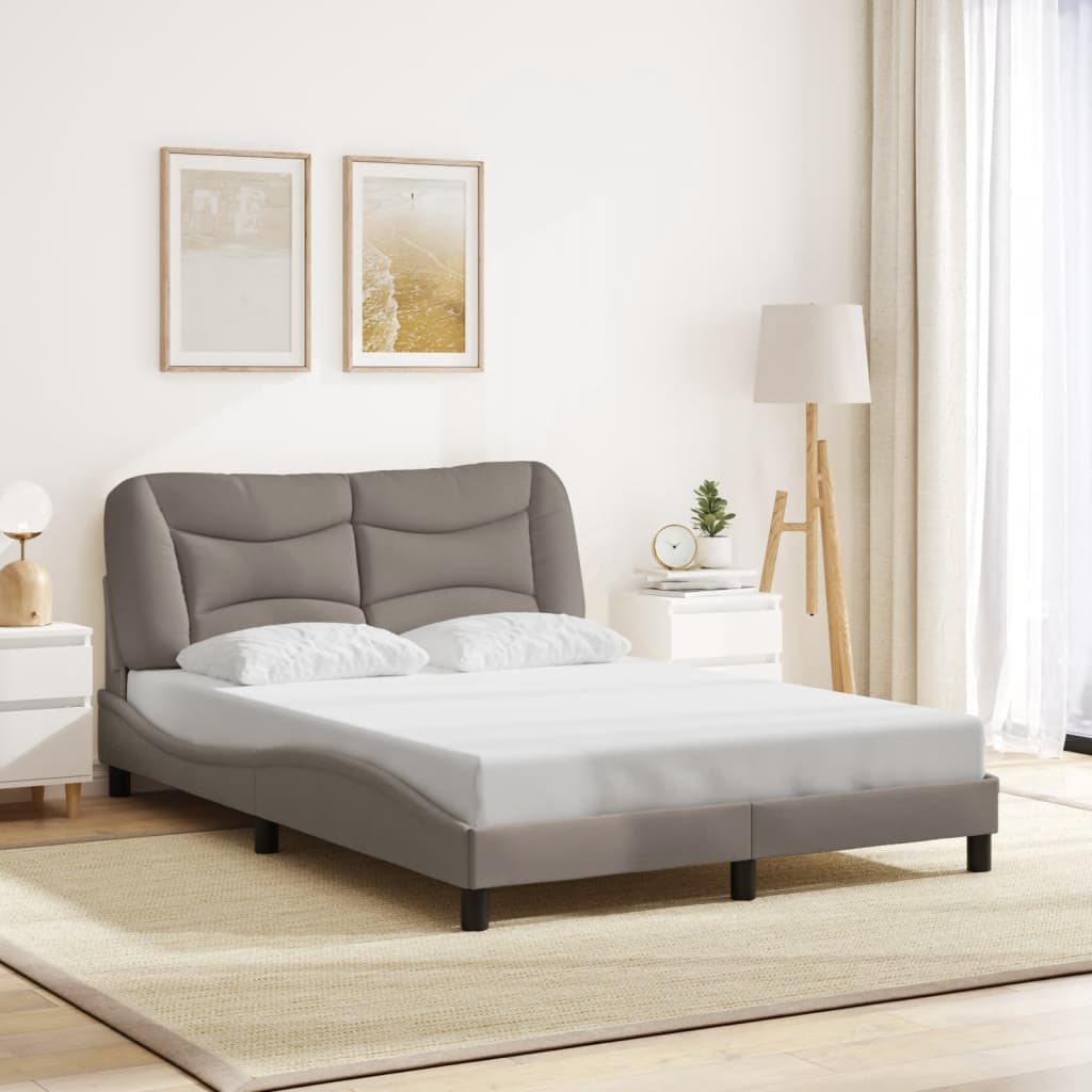 Bed frame with LED without mattress taupe 140x200 cm fabric