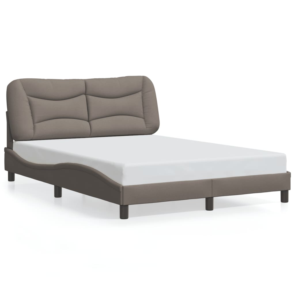 Bed frame with LED without mattress taupe 140x200 cm fabric