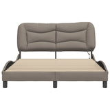 Bed frame with LED without mattress taupe 140x200 cm fabric