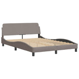 Bed frame with LED without mattress taupe 140x200 cm fabric