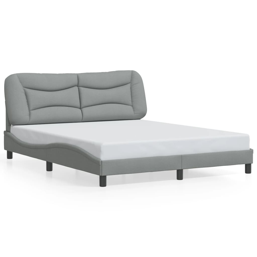 Cadre de lit avec LED sans matelas gris clair 160x200 cm tissu