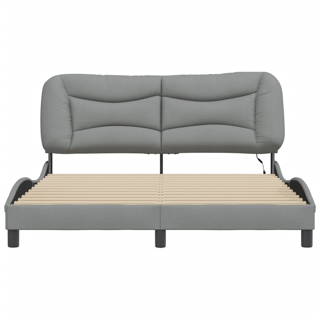 Cadre de lit avec LED sans matelas gris clair 160x200 cm tissu