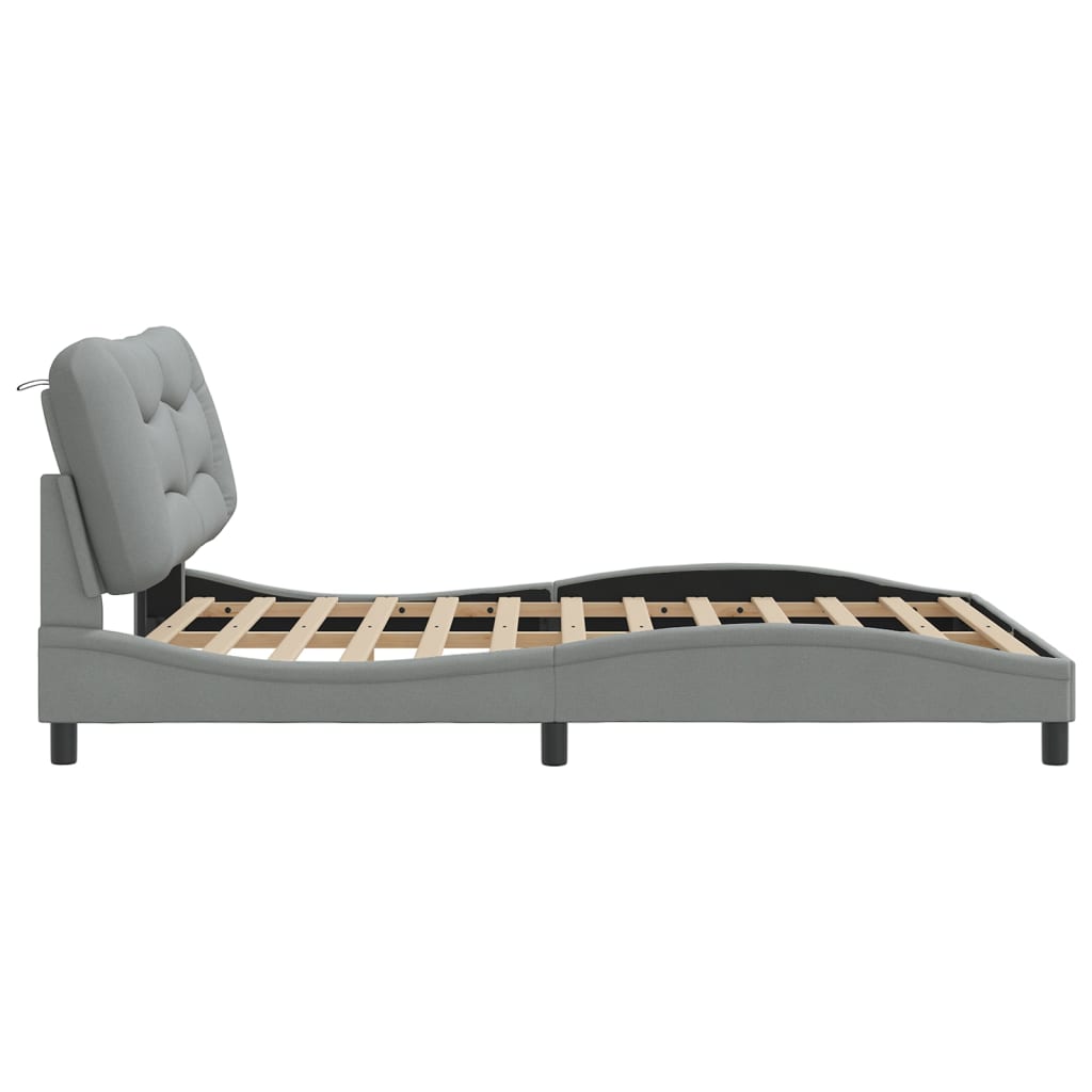 Cadre de lit avec LED sans matelas gris clair 160x200 cm tissu