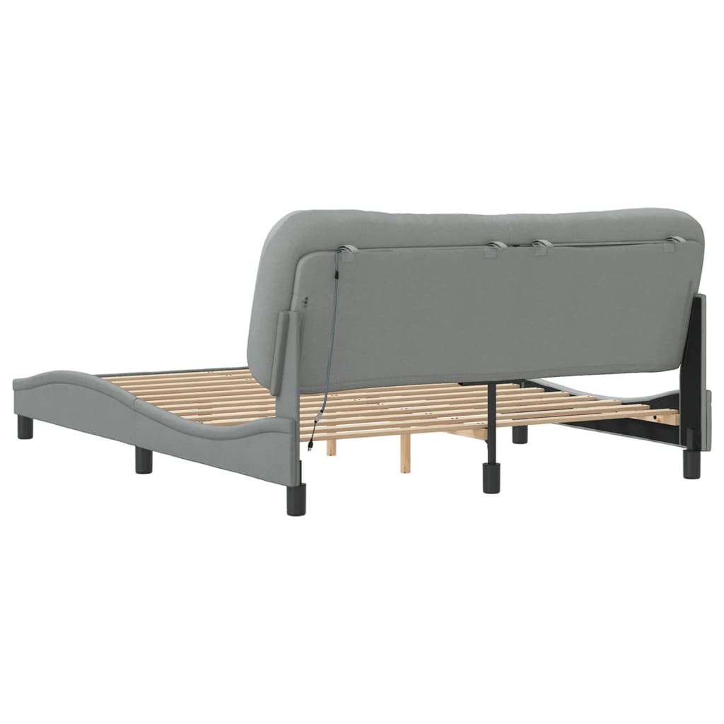 Cadre de lit avec LED sans matelas gris clair 160x200 cm tissu