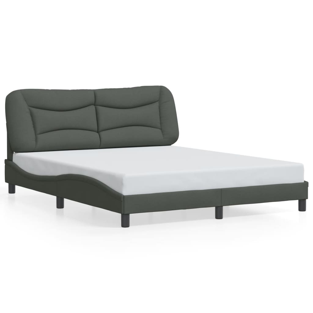 Cadre de lit avec LED sans matelas gris foncé 160x200 cm tissu