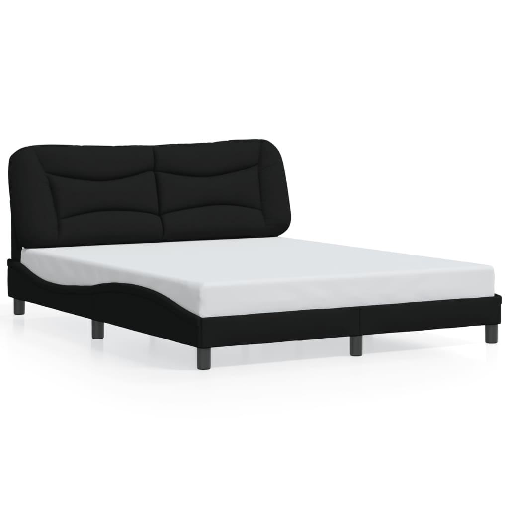 Bed frame with LED without mattress black 160x200 cm fabric