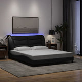 Cadre de lit avec LED sans matelas noir 160x200 cm tissu