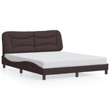 Cadre de lit avec LED sans matelas marron foncé 160x200cm tissu