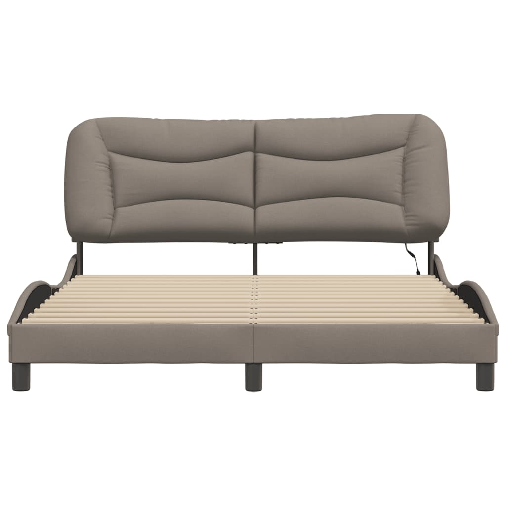 Cadre de lit avec LED sans matelas taupe 160x200 cm tissu