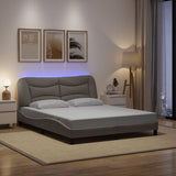 Cadre de lit avec LED sans matelas taupe 160x200 cm tissu