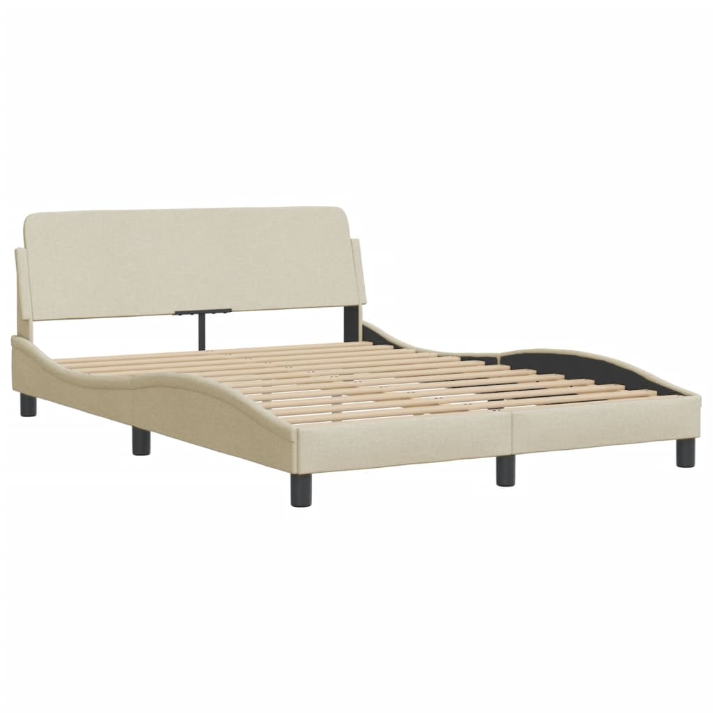 Cadre de lit avec LED sans matelas crème 160x200 cm tissu