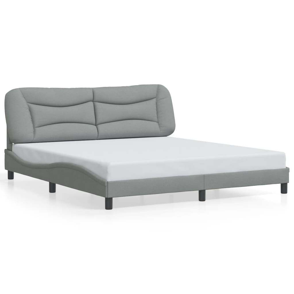 Cadre de lit avec LED sans matelas gris clair 180x200 cm tissu