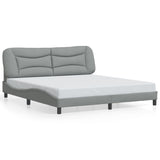 Cadre de lit avec LED sans matelas gris clair 180x200 cm tissu