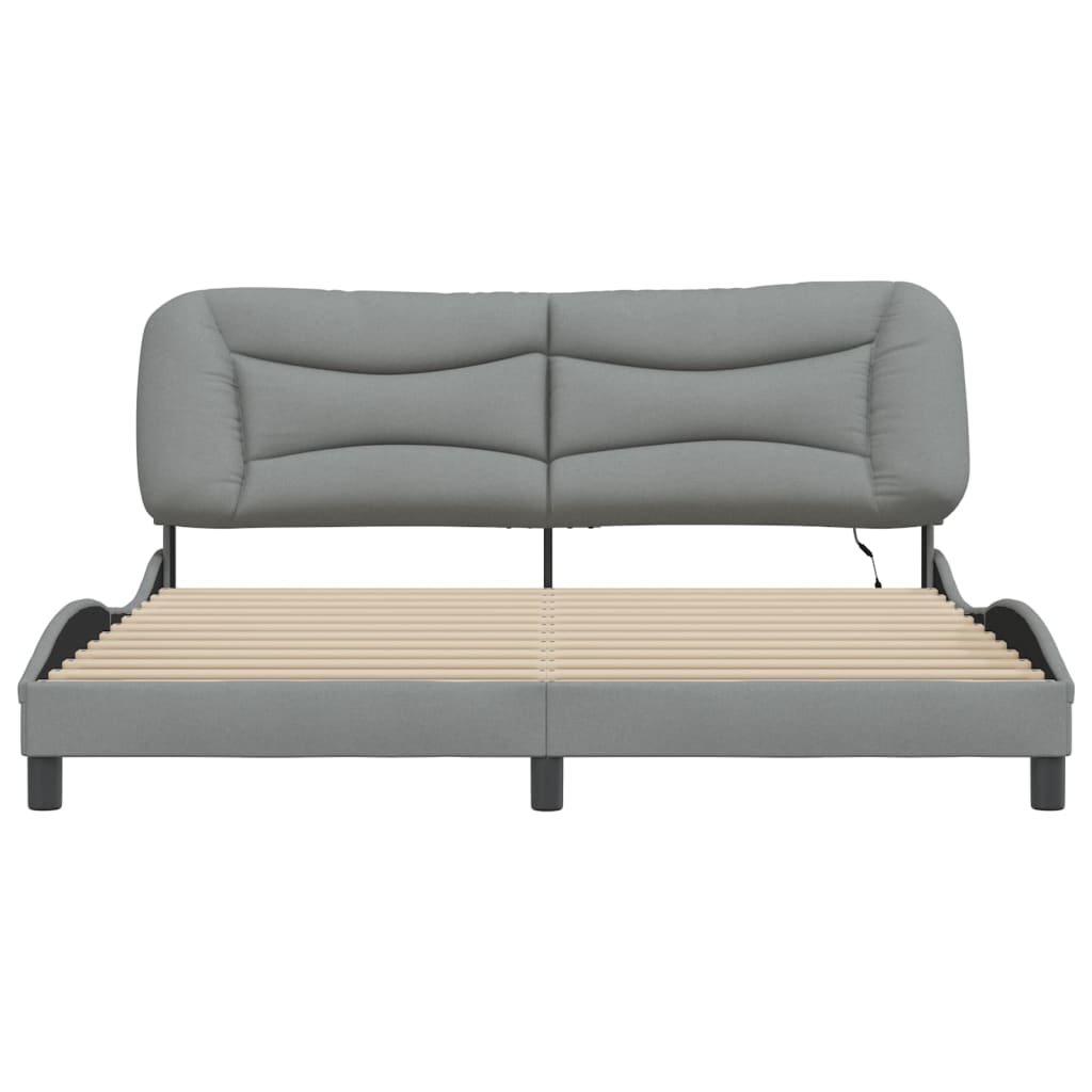 Cadre de lit avec LED sans matelas gris clair 180x200 cm tissu