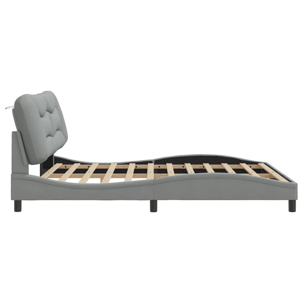 Cadre de lit avec LED sans matelas gris clair 180x200 cm tissu