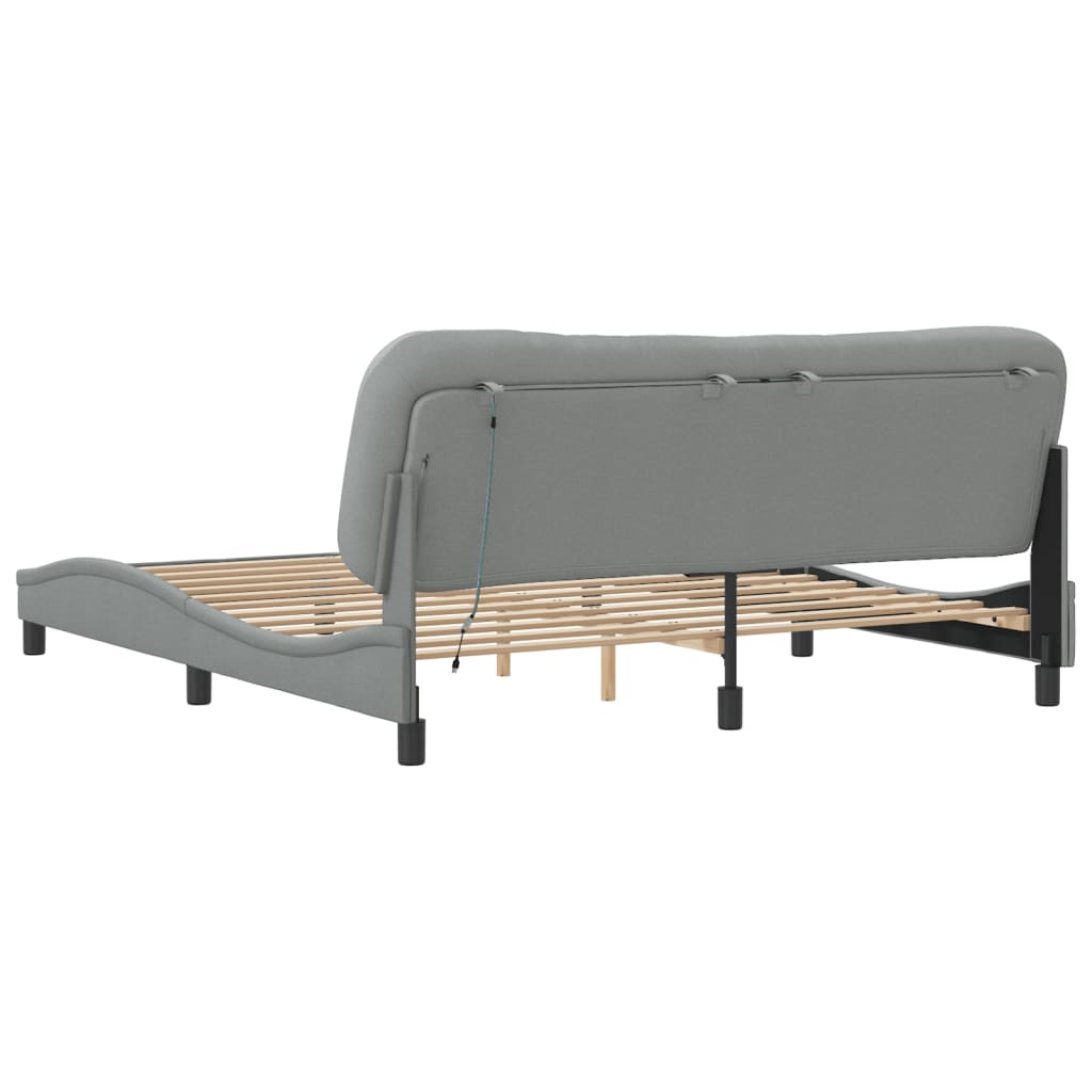 Cadre de lit avec LED sans matelas gris clair 180x200 cm tissu