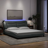 Cadre de lit avec LED sans matelas gris clair 180x200 cm tissu