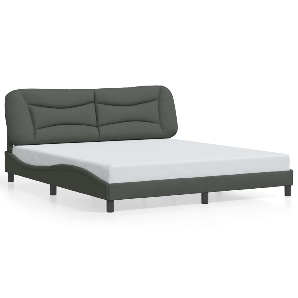 Cadre de lit avec LED sans matelas gris foncé 180x200 cm tissu