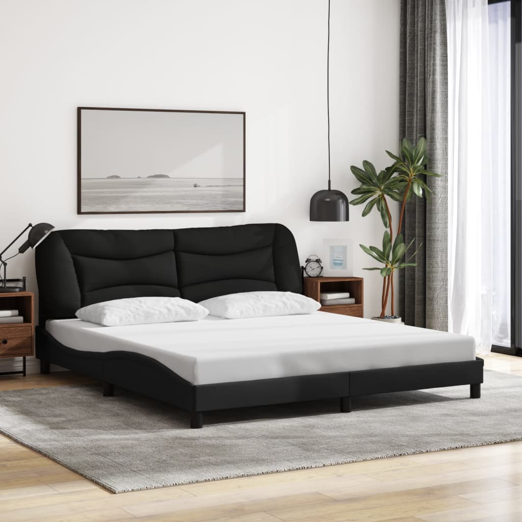 Cadre de lit avec LED sans matelas noir 180x200 cm tissu