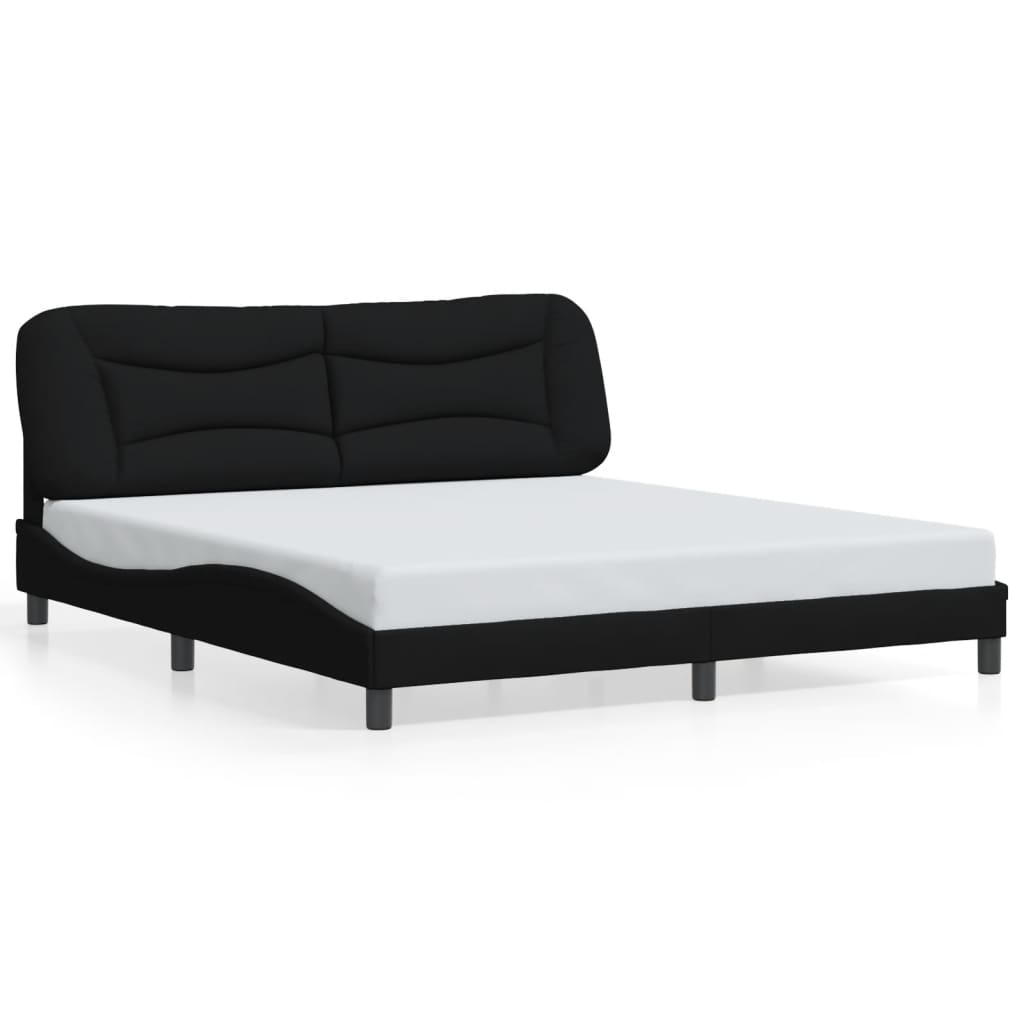 Cadre de lit avec LED sans matelas noir 180x200 cm tissu