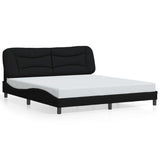 Bed frame with LED without mattress black 180x200 cm fabric