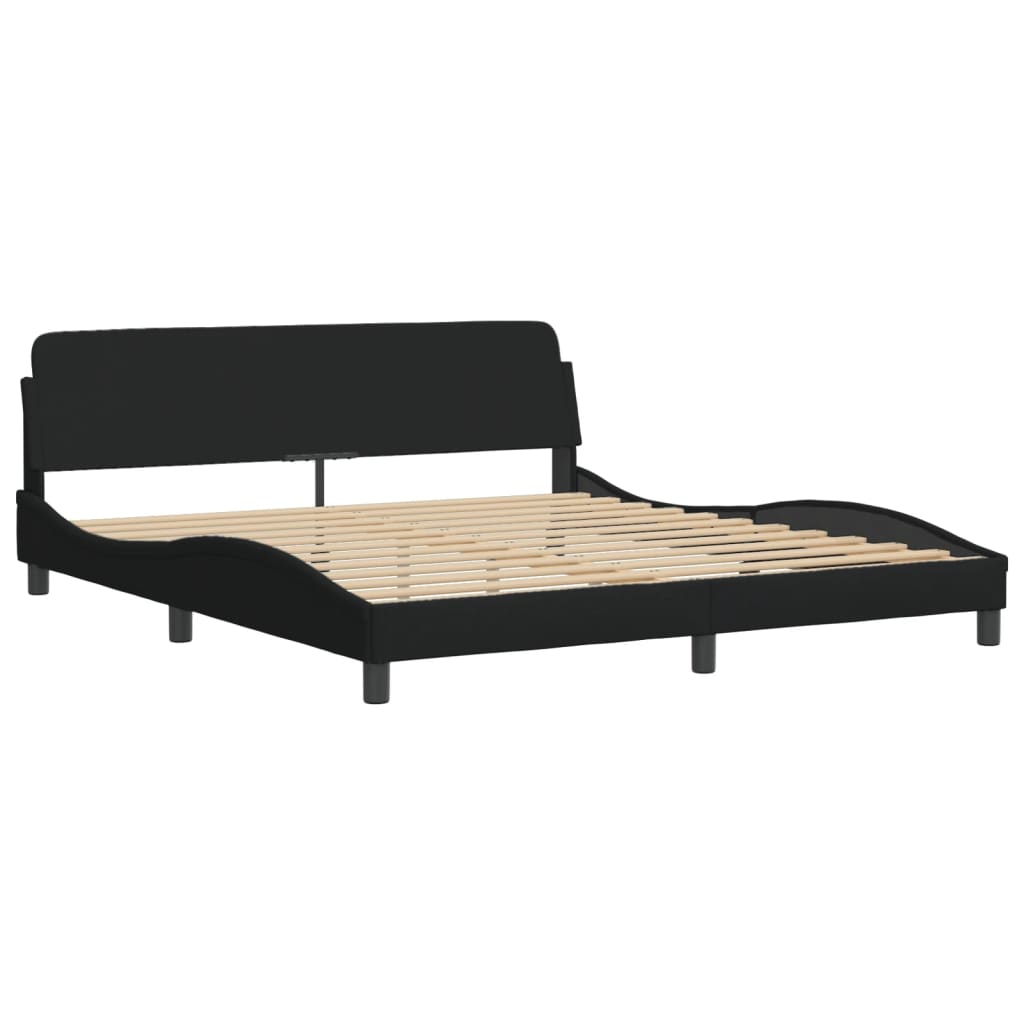 Cadre de lit avec LED sans matelas noir 180x200 cm tissu