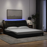 Bed frame with LED without mattress black 180x200 cm fabric