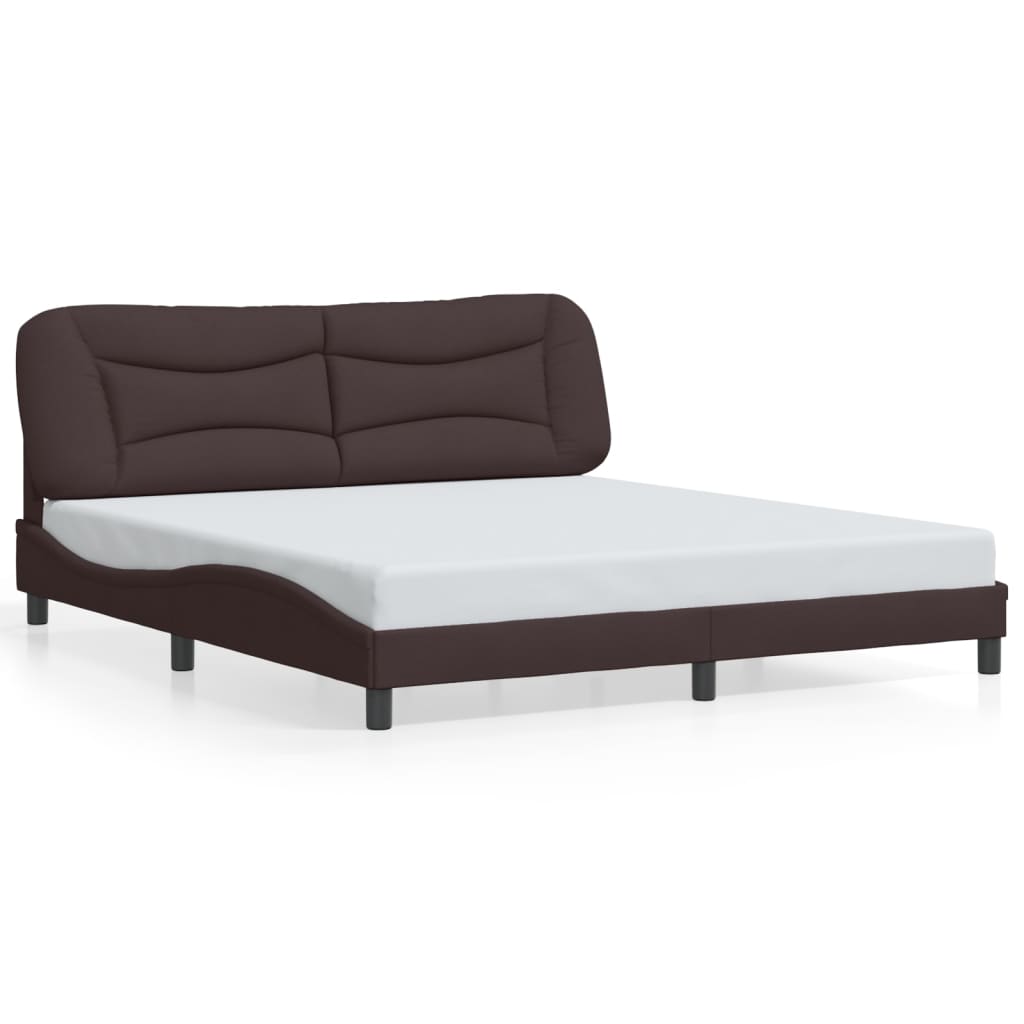 Cadre de lit avec LED sans matelas marron foncé 180x200cm tissu