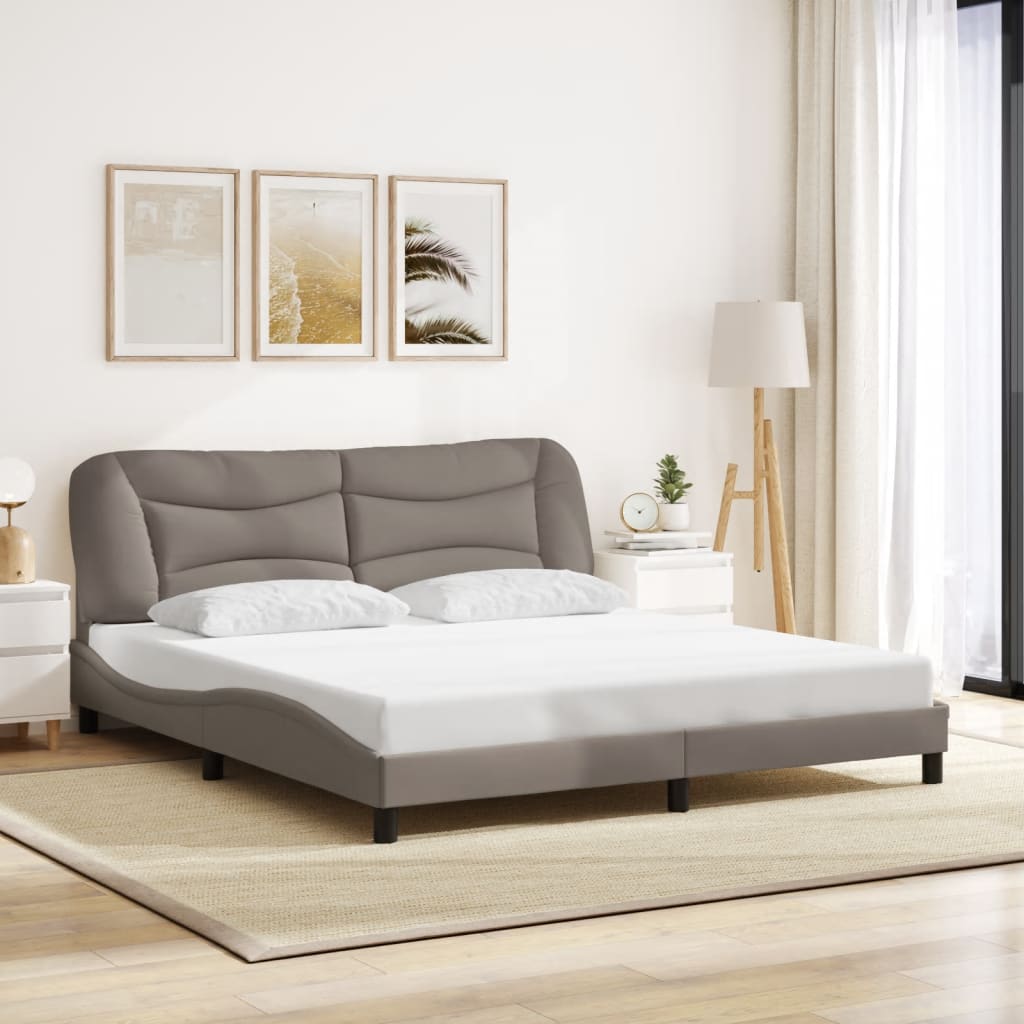 Cadre de lit avec LED sans matelas taupe 180x200 cm tissu