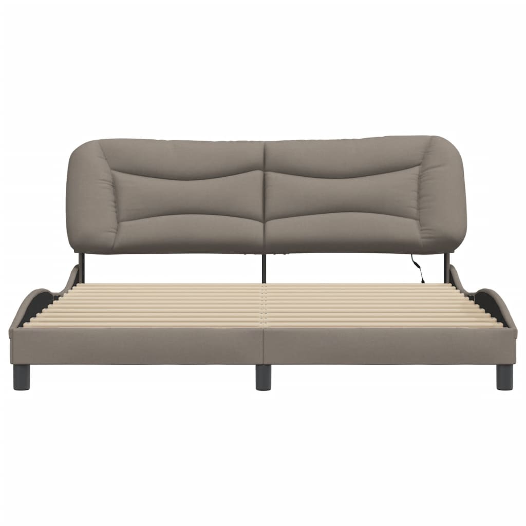 Cadre de lit avec LED sans matelas taupe 180x200 cm tissu