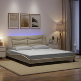 Cadre de lit avec LED sans matelas crème 180x200 cm tissu