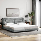 Cadre de lit avec LED sans matelas gris clair 200x200 cm tissu