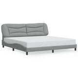 Cadre de lit avec LED sans matelas gris clair 200x200 cm tissu