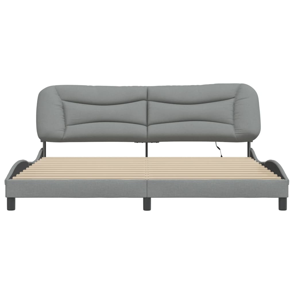 Cadre de lit avec LED sans matelas gris clair 200x200 cm tissu