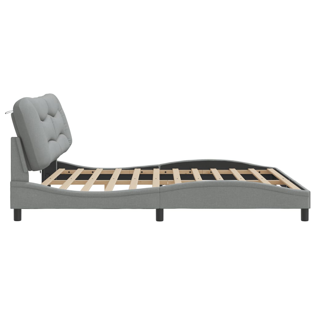 Cadre de lit avec LED sans matelas gris clair 200x200 cm tissu