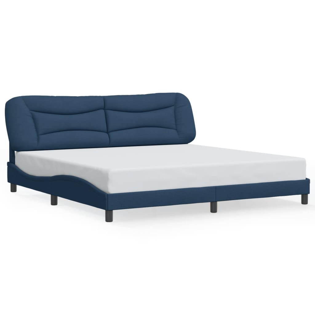 Cadre de lit avec LED sans matelas bleu 200x200 cm tissu