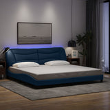 Cadre de lit avec LED sans matelas bleu 200x200 cm tissu