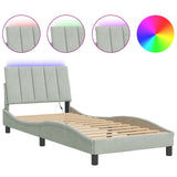 Cadre de lit avec LED sans matelas gris clair 80x200 cm velours