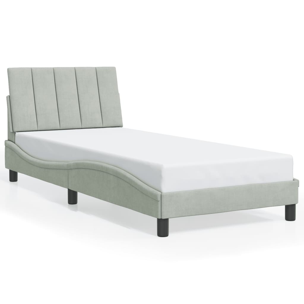 Cadre de lit avec LED sans matelas gris clair 80x200 cm velours