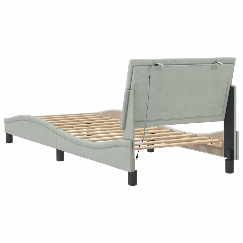 Cadre de lit avec LED sans matelas gris clair 80x200 cm velours