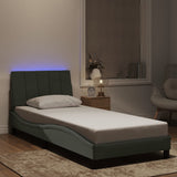 Cadre de lit avec LED sans matelas gris clair 80x200 cm velours