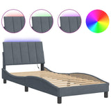 Cadre de lit avec LED sans matelas gris foncé 80x200 cm velours