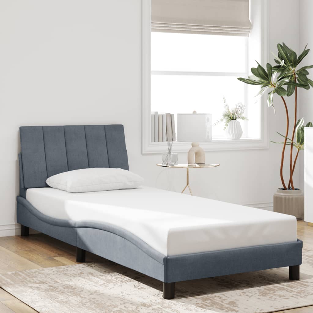 Cadre de lit avec LED sans matelas gris foncé 80x200 cm velours