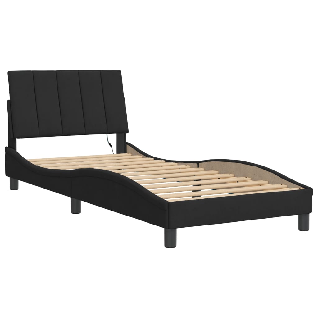 Cadre de lit avec LED sans matelas noir 80x200 cm velours