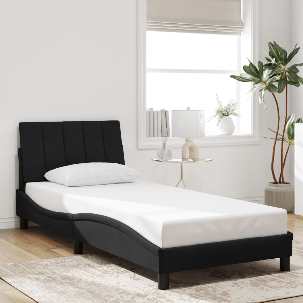 Cadre de lit avec LED sans matelas noir 80x200 cm velours